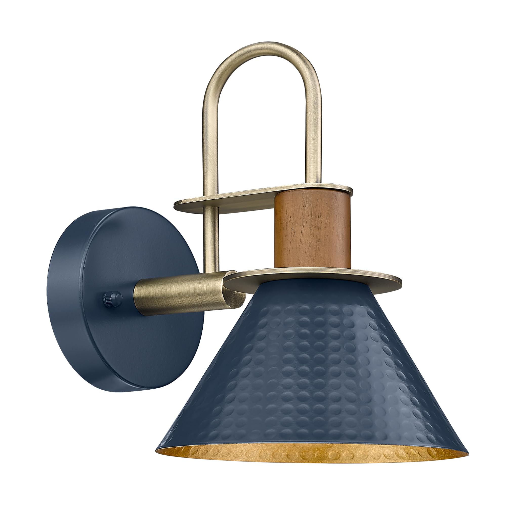 Photo 1 of Modern Wall Sconces, HWH Industrial Sconce Wall Lighting Indoor Wall Lamp, Gooseneck 1-Light Barn Vanity Light for Kitchen Bedroom, Hammered Metal Shade, Navy Blue Finish, 5HZG74B-L BL+BG