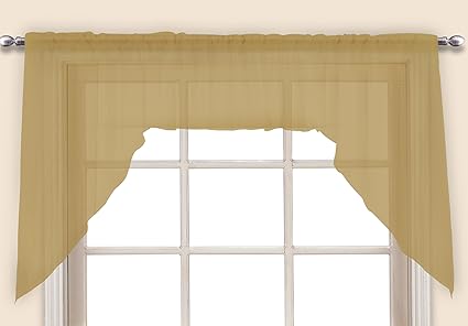 United Curtain Monte Carlo Sheer Toppers Pair of Swags, 60 x 38, Bronze