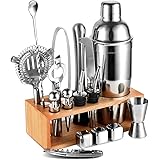 Cocktail Shaker Set 17pcs Bartender Kit with Stand,Professional Stainless Steel Bar Tool Set Bartending Kit Perfect for Drink