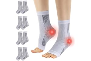 ELINKER Neuropathy Socks Plantar Fasciitis Socks Ankle Brace Ankle Compression Sleeve for Sprained Ankle Achilles Tendonitis 4 pairs