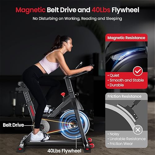 6kg Exercise Bike With Magnetic Resistance – 350lb Capacity, Adjustable Seat & Handlebars, Quiet Indoor Cycling Bike