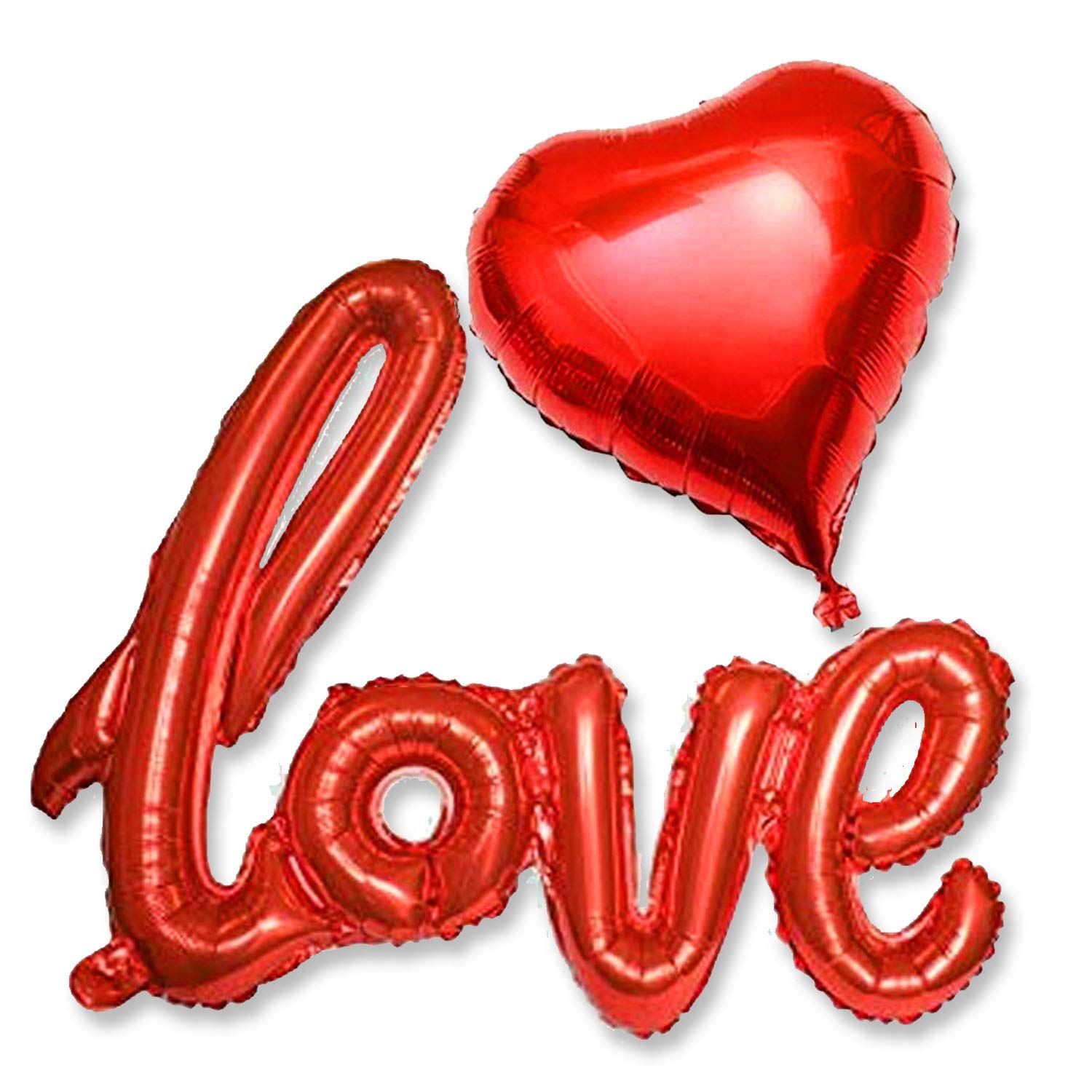 AKH® Love Letter Text Balloon with Heart Balloon | Foil Balloons with a Plastic Inflating Tube | Valentines Day Love Foil Balloon Decorations Love Banner