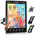 Roinvou Carplay Single Din Radio with Android Auto 9.5" Movable Vertical Touch Screen Car Stereo with Bluetooth, HD Backup Camera, Phone Mirror Link, FM, SWC, USB, DVR, TF, AUX