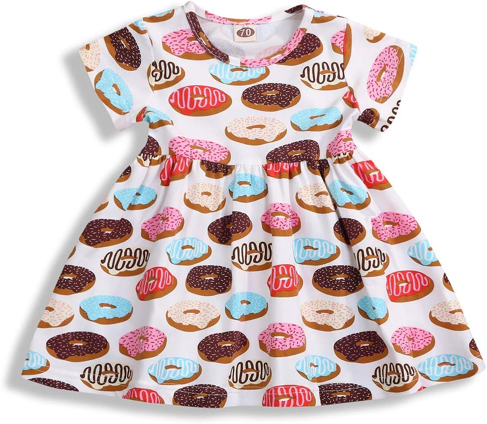 Toddler Kids Baby Girl Summer Dress Doughnut Print Skirt Birthday Outfits Party Clothing Set