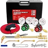 RX WELD Medium Duty Oxy Acetylene Cutting Torch Kit with Check Valves | CGA540 &amp; CGA510 Regulator, Welding &amp; Brazing Tool