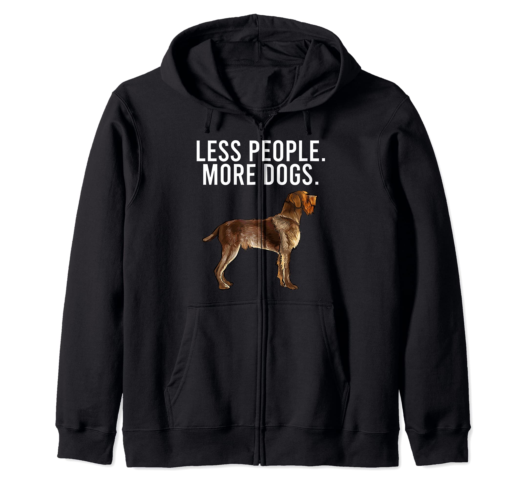 Less People More Dogs Wirehaired Pointing Griffon Funny Zip Hoodie