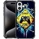 Zeggi for iPhone 16 Case 6.1-inch with Gamer Zone Four Corner Airbag Protection Design Soft Silicone Frame Personalized Pattern Case Compatible with iPhone 16 for Men