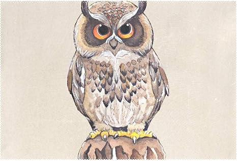 Amazon ランチョンマット みみずく かわいい 1枚セット 義務用 断熱 撥水 防汚 速乾 水洗いok 耐久性 シワに対する 家庭用 シンプル 便利 お手入れ 便利 ランチョンマット オンライン通販