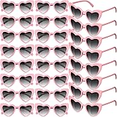 Konohan 24 Pack Heart Sunglasses Pink Heart Shaped Glasses Vintage Bulk for Women Retro Sun Glasses for Wedding Party Favors