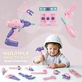 Vanplay 52Pcs Kids Tool Set Pink Pretend Play Drill Belt Box Toys for Boys Girls view 5