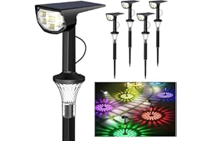 Airmee Halloween Spotlights Outdoor with Color Changing Decorations for Yard Garden Patio Lawn,11 Lighting Modes 31 LEDs Color Changing,IP68 Waterproof Solar Lights, Cold White+Multicolor,4 Pack