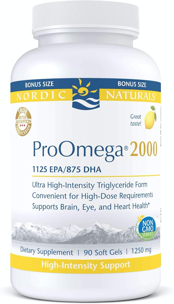 Nordic Naturals Proomega 2000 Lemon Flavor 2150 Mg Omega 3 90 Soft Gels Ultra High Potency Fish Oil Epa Dha Promotes Brain Eye Heart Immune Health Non Gmo 45 Servings Health Personal Care Amazon Com