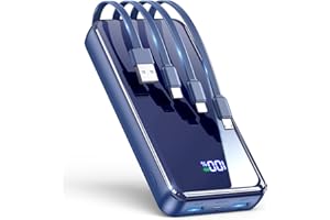 YILANS Portable Charger,50000mAh Power Bank Built-in Cable, 22.5W PD USB C In & Out Fast Charging, External Battery Pack with 6 Output & 2 Input, Travel Phone Charger for iPhone 17/16/15/14/13/12(Dark Blue)