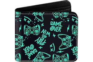 EXXBYELI Teen Boys Wallet Gifts for Gamers Boys Gamepad Leather Wallets Credit Id Card Cash Holder Rfid Blocking Zipper Aesthetic Wallets With Coin Pocket Id Window Gaming Wallets for Gamers Men Boys Teenager