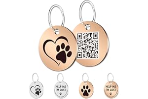 MYLUCKYTAG Stainless Steel QR Code Cat Tags - Online Profile, Scan QR for Instant Pet Location Alerts