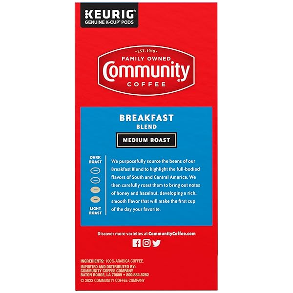 COMMUNITY COFFEE BREAKFAST BLEND MEDIUM ROAST SINGLE SERVE KEURIG K-CUP PODS 32 CT BOX