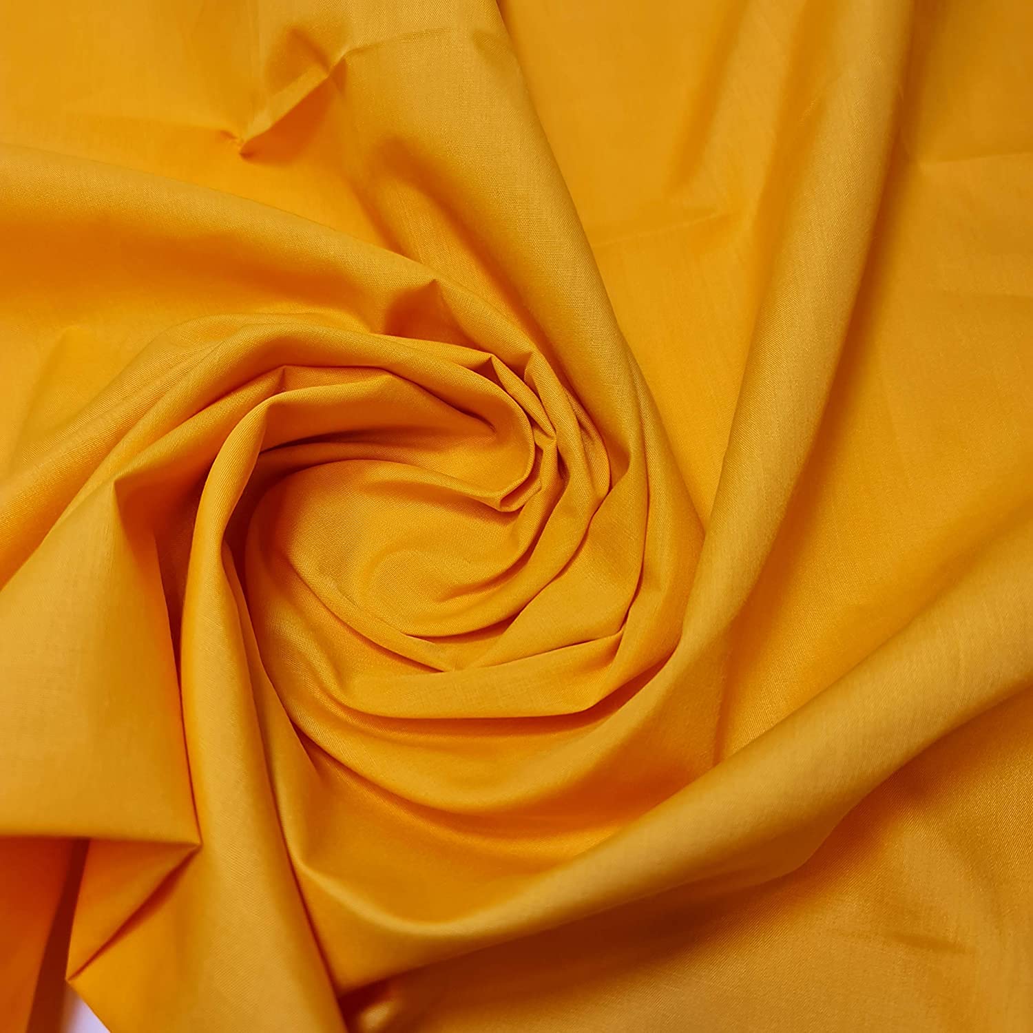 Textile Station Plain/Solid Dyed Polyester Polycotton Dress Craft Fabric Material 44" - 112 cm Wide Sold As 1 Meter Pre - Cut Lengths (Available in 42 Colours) (Gold, 2 Meter)