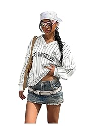 SOLY HUX Women's Oversized Tees Striped Letter