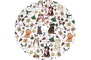 DMPROD Christmas Cute Dogs Christmas Tree Skirt Xmas Holiday Party Supplies Tree Mat Decorations 36"