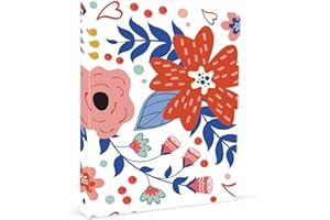 ZAXMEY 3 Ring Binder 1 Inch Ring, Fashion Design Binder for School, Home, Students, Women, Man and Kids, Cute Custom Pattern, with Hold Letter size Interior Pockets, Red flower