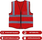 Vasego Class 2 Reflective Safety Vest Men Women Hi Vis Utility Pockets Black M view 5
