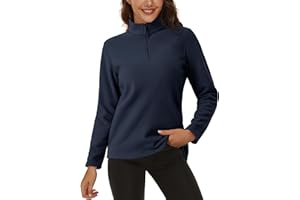 MAGCOMSEN Women's Quarter Zip Pullover Polar Fleece Sweatshirts Lightweight Stand-Collar Jacket Warm Tops