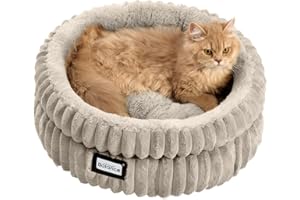 BALANCE Cat Bed Kitten Bed, Washable Round Cat Beds for Indoor Cats,Super Soft Plush Faux Fur Pet Bed for Puppy and Kitten wi