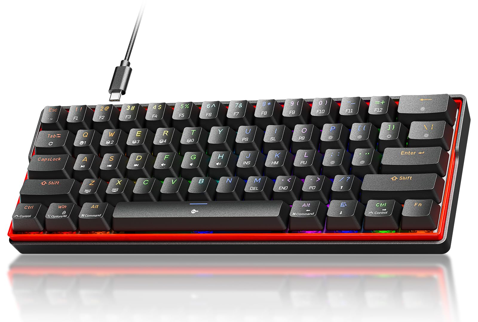 KEMOVE K61SE Gaming Mechanical Keyboard, 60 Percent Wired RGB Backlit N-Key Rollover Compact Mini 61 Keys Keyboard for PC Laptop, Blue Switch