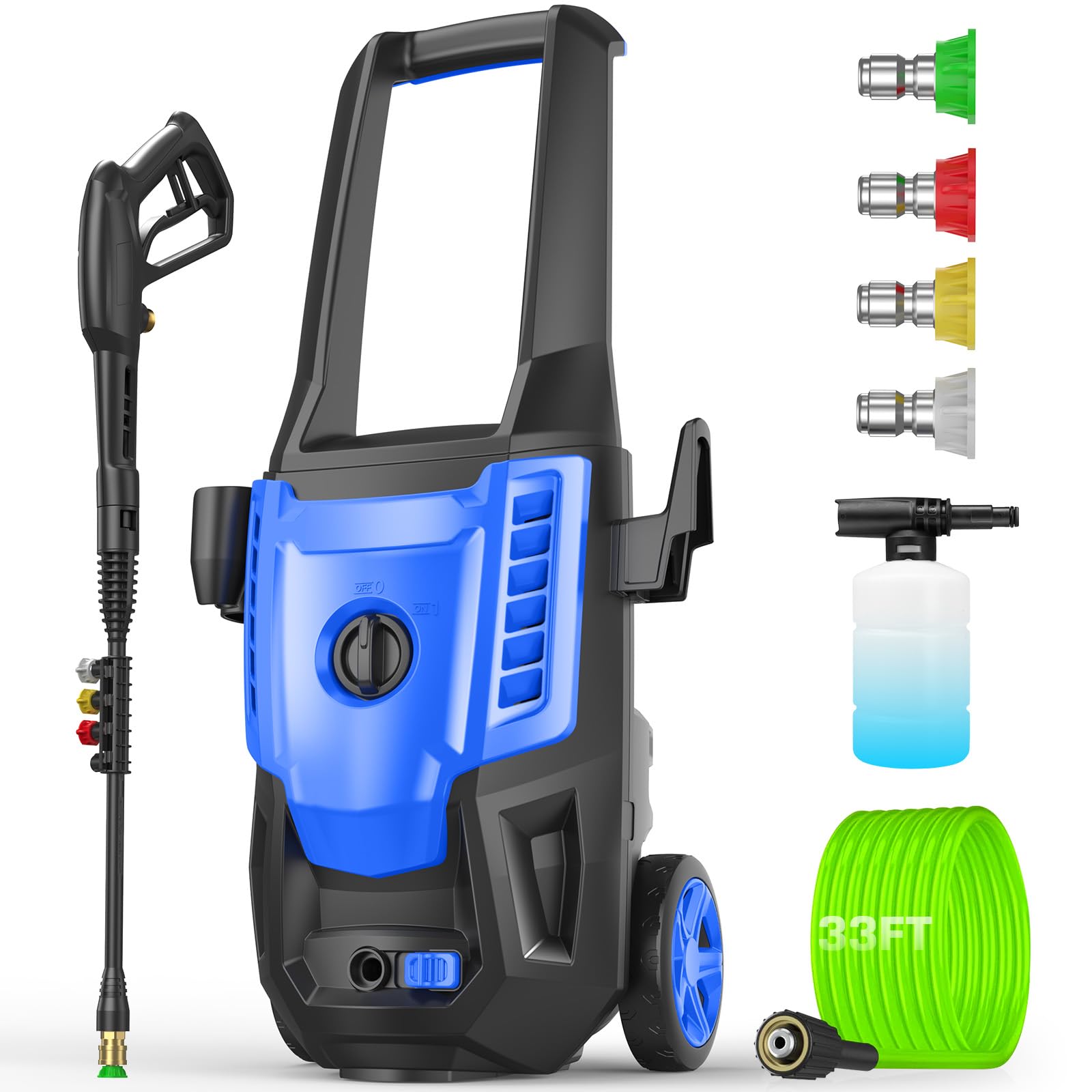 Professional Pressure Cleaner 5000PSI, 4.0GPM Portable Power Cleaner with 4 QC Nozzles and Soap Bottle, Cleaner Machine for Cars/Home/Driveways/Patios/Decks/Fences (Blue)