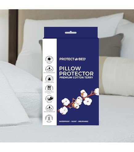 Waterproof Pillow Protector Zippered Pillow Cover Pillowcases King Size 2 Pack