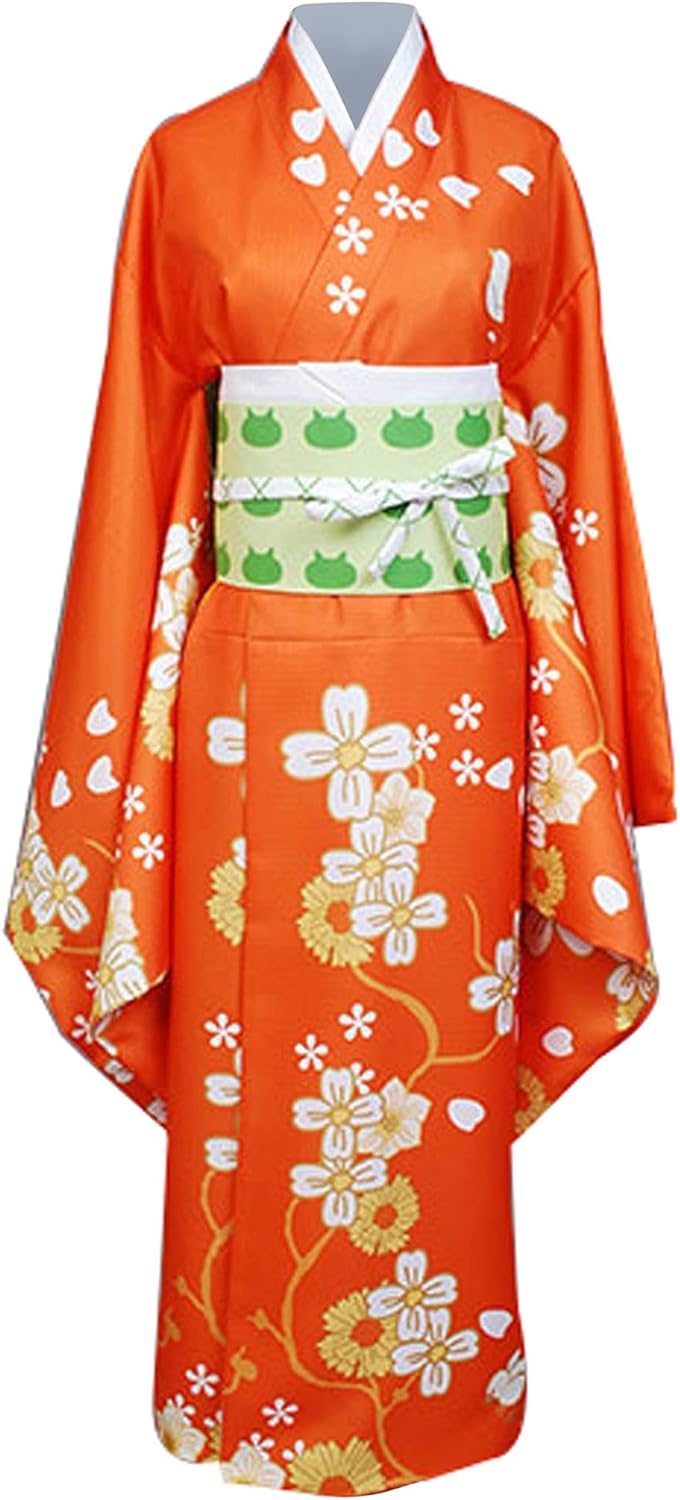 orange kimono dress