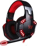 Headset Gaming PC ArkarTech Mikrofon Kopfh&ouml;rer Gamer Ultra-leichtes Einstellbare Bass-Stereo Lautst&auml;rkenkontrolle LED-Licht f&uuml;r PC Laptop