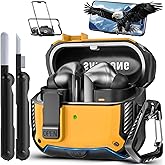 MCTOPZO with Phone Stand for Samsung Galaxy Buds3 FE (2025) / Buds3 Pro (2024) / Buds 3 Case (2024),with Secure Lock Clip & Cleaning kit Full Body Shockproof Carbon Fiber Protection Design