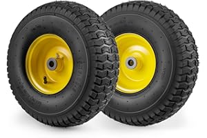 IRONMAX 15 x 6.00-6 Pneumatic Tire and Wheel 2 Pack, 4 PR Lawn Mower Tire with 3/4" Bushing, 3"- 4.6" Centered Hub, Replaceme