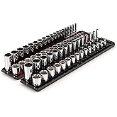 TEKTON 3/8 Inch Drive 12-Point Socket Set with Rails and Trays, 68-Piece (1/4-1 in., 6-24 mm) | SHD91221