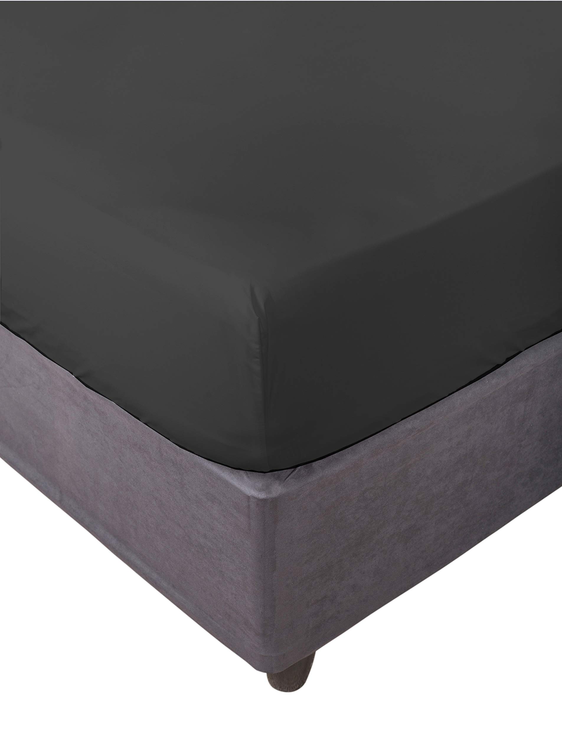 Miracle Home. Fitted Sheet, Elastic, Soft, Comfortable, Anti-Pilling. Cotton 50% 50% Polyester. Black. 160 x 200 cm