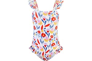 DAXIANG Girls One Piece Ruffle Strap Swimsuit Quick Dry Mermaid Swimwear Beach Sport Bathing Suit for Toddler Kids 4-11 Years