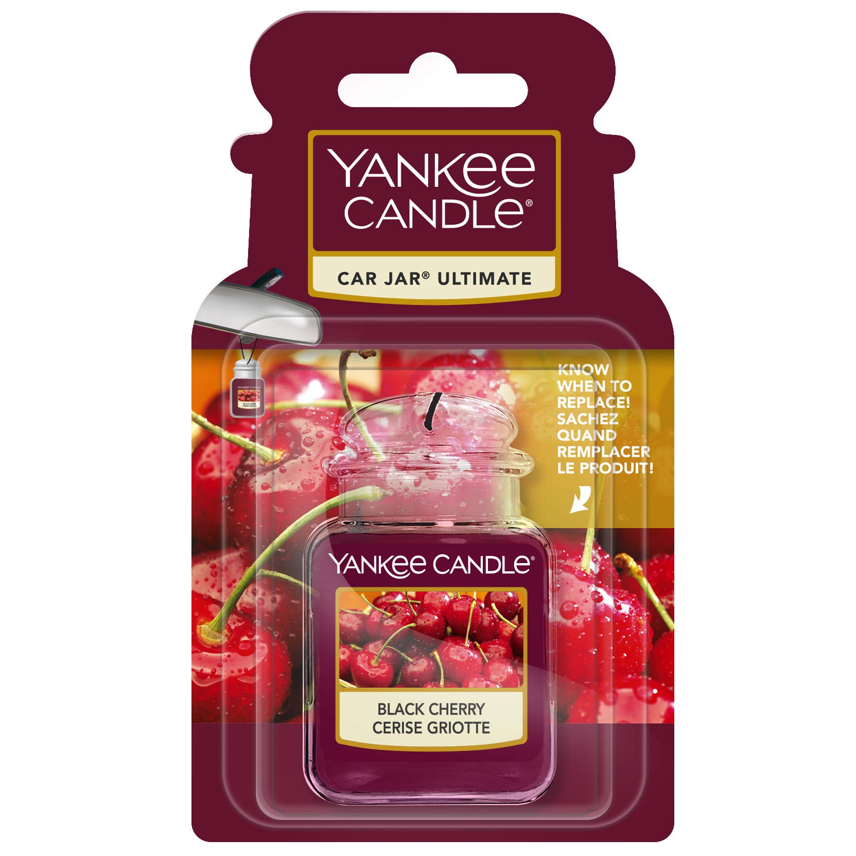 Yankee Candle Car Jar Ultimate Scented Air Freshener | Black Cherry | Lasts up to 4 Weeks