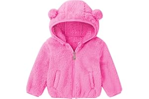 Adarl Baby Toddler Boys Girls Fleece Jacket with Hood Zip Up Cute Bear Coats for Infant Boys Girls Fuzzy Jacket with Ear 1-5T