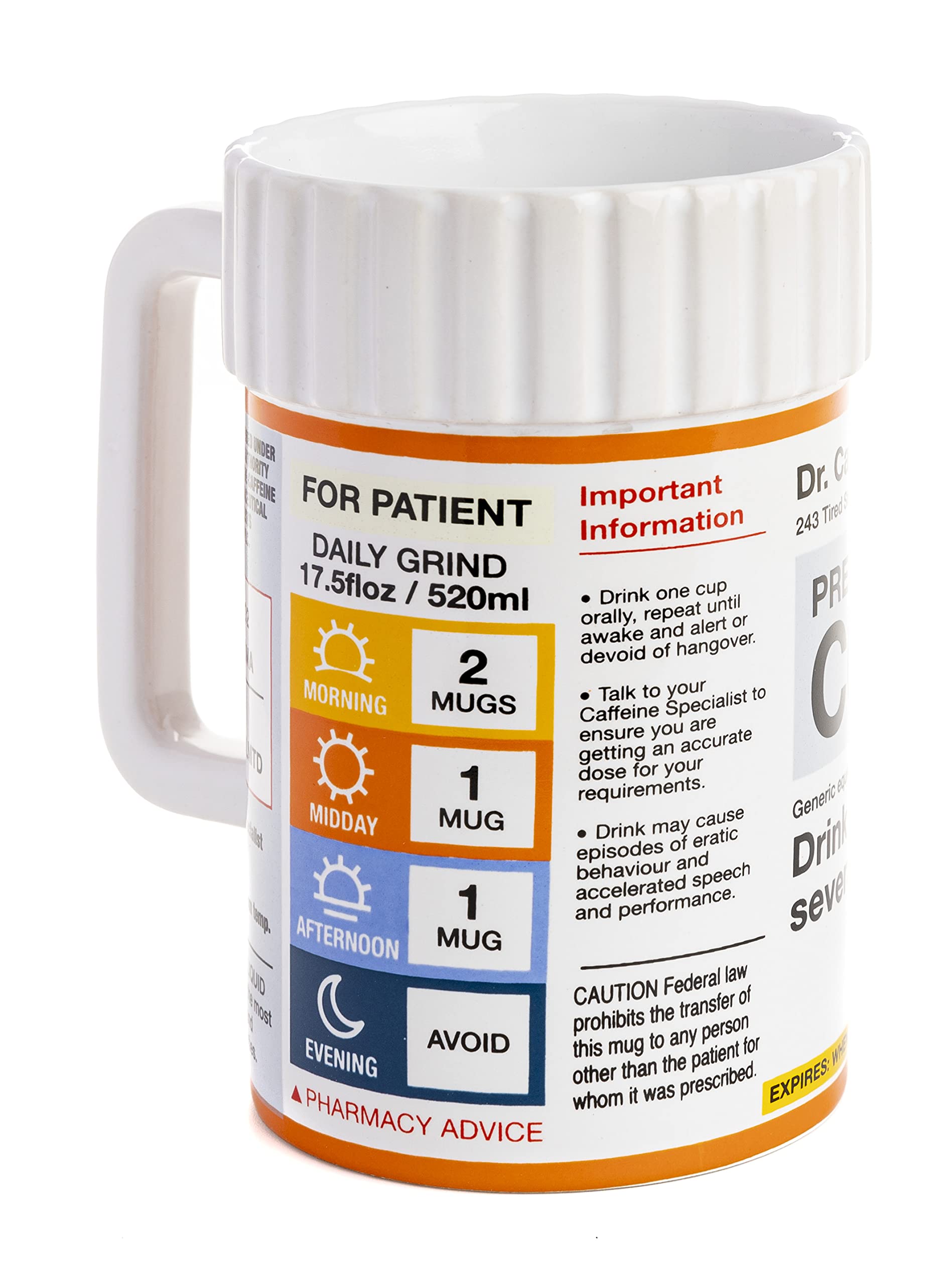 Paladone XL Prescription Unique Coffee Mug 17.5floz | Funny Coffee Mug Novelty Gag Gift for Coffee Lovers