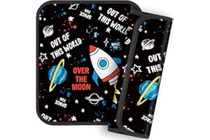 Akkya 2 Pack Seat Belt Cover Pad, Seatbelt Cushion Car Seat Strap Pads for Kids Cute Rocket Carseat Stroller Shoulder Strap Protector Accessories