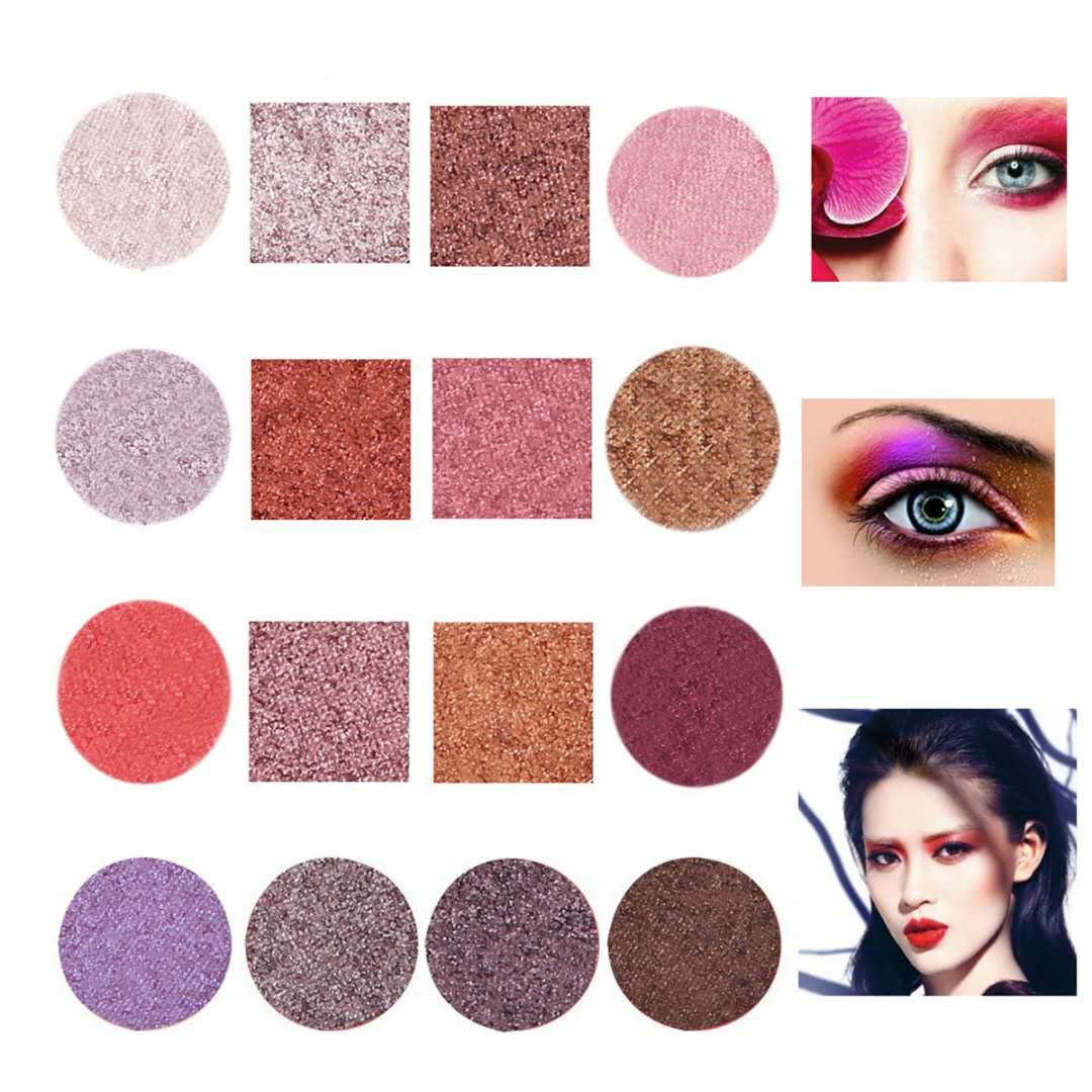 Kissfairy Pressed Glitter Eyeshadow Palette-Festival Version (16 Colors) Pigmented Shimmer Makeup Pallet Eye Shadows Cosmetic Set