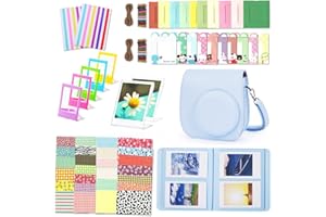 Leebotree Instant Mini 12 Camera Accessories Compatible with Fujifilm Instax Mini 12 Camera Include Case/Album/Wall Hang Frames/Film Frames/Border Stickers/Corner Stickers (Pastel Blue)