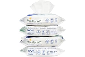 HealthyBaby Our Wet Wipes | EWG Verified Safe | 100% Water & Plant Based | Unscented & Safe for Sensitive Skin | Fragrance Free and Totally Chlorine Free (4 packs, 256 wipes)