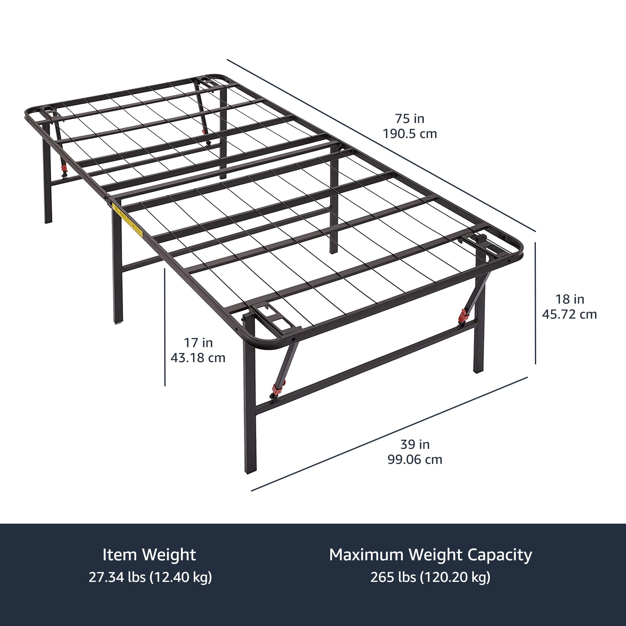 Mua Amazon Basics Foldable Metal Platform Bed Frame with Tool Free ...
