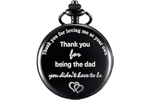 Tatuo Pocket Watch for Fathers Day Dad Stepdad Gifts from Daughter in Law Thank You for Being The Dad You Didn't Have to Be Birthday Presents