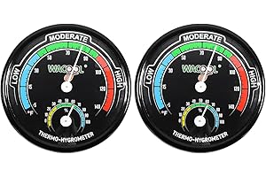 WACOOL Mini Analog Thermometer Hygrometer 2 Pack, Dial Temperature Humidity Gauge Terrarium Thermometer Celsius and Fahrenheit, Night Luminous