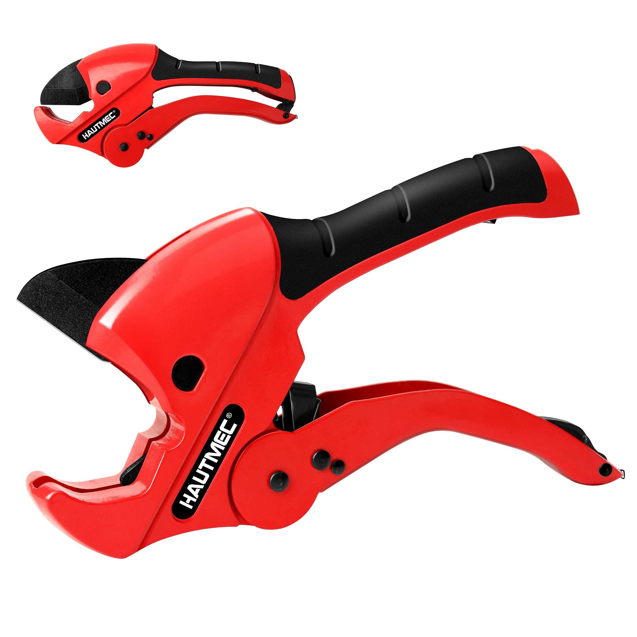 HAUTMEC Multifunction Ratchet-Type Tube and Pipe Cutter, One-Hand Fast Pipe Cutting Tool for Cutting Up to 1-5/8 inch, 3-in-1 Tubes, Wire and Trunking Cutter HT0257-TC
