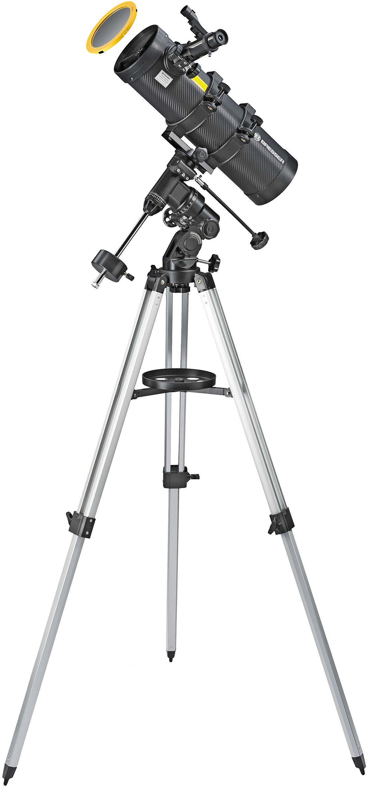 Bresser Telescope Spica 130/650 EQ3 - parabolic Reflector with Smartphone Adapter and solar filter