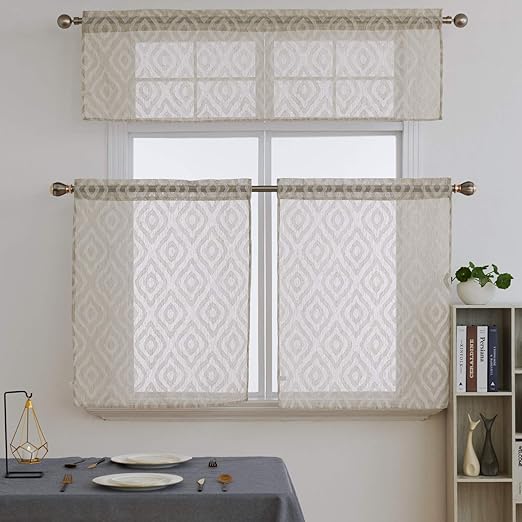 Amazon Com Deconovo Kitchen Curtains Rod Pocket 3 Piece Kitchen